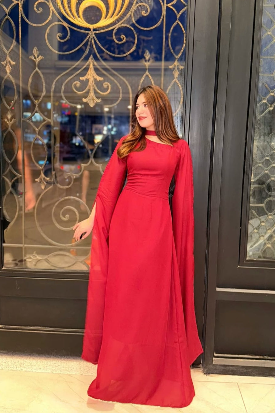 Red Chiffon Frock