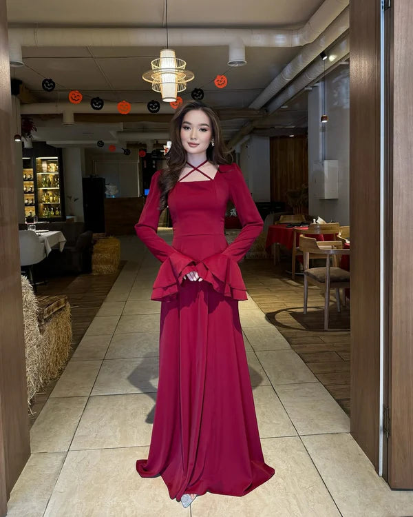 Maroon Evening Gown