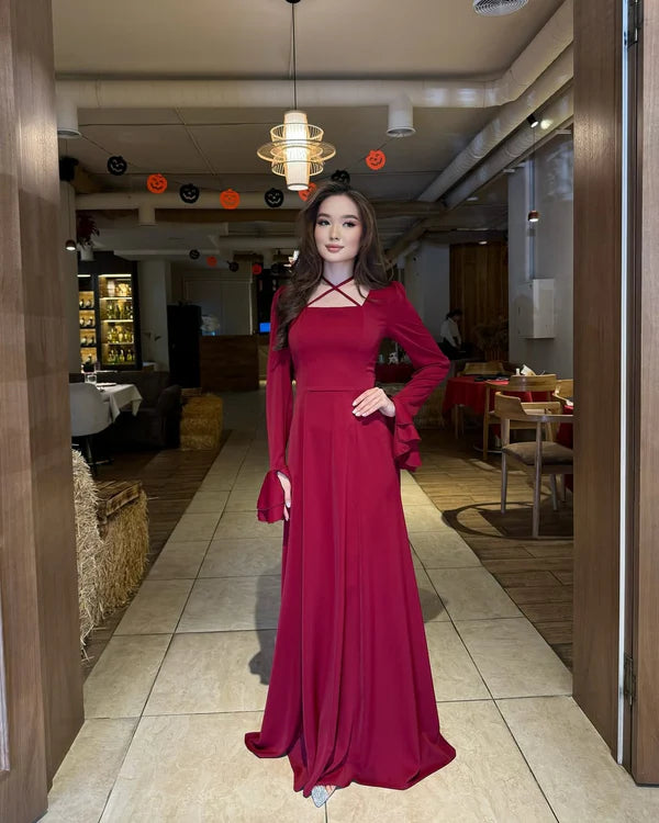 Maroon Evening Gown