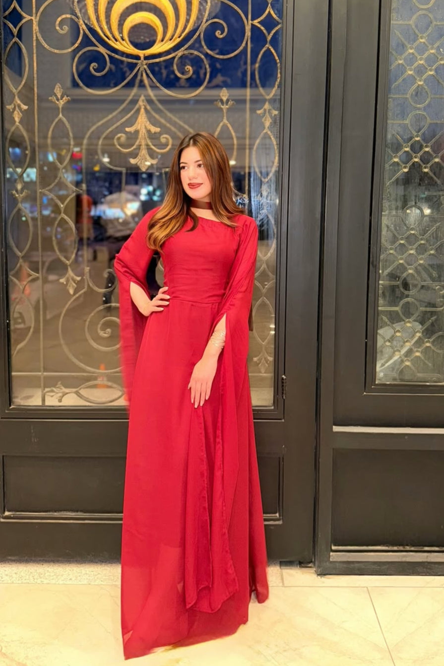 Red Chiffon Frock