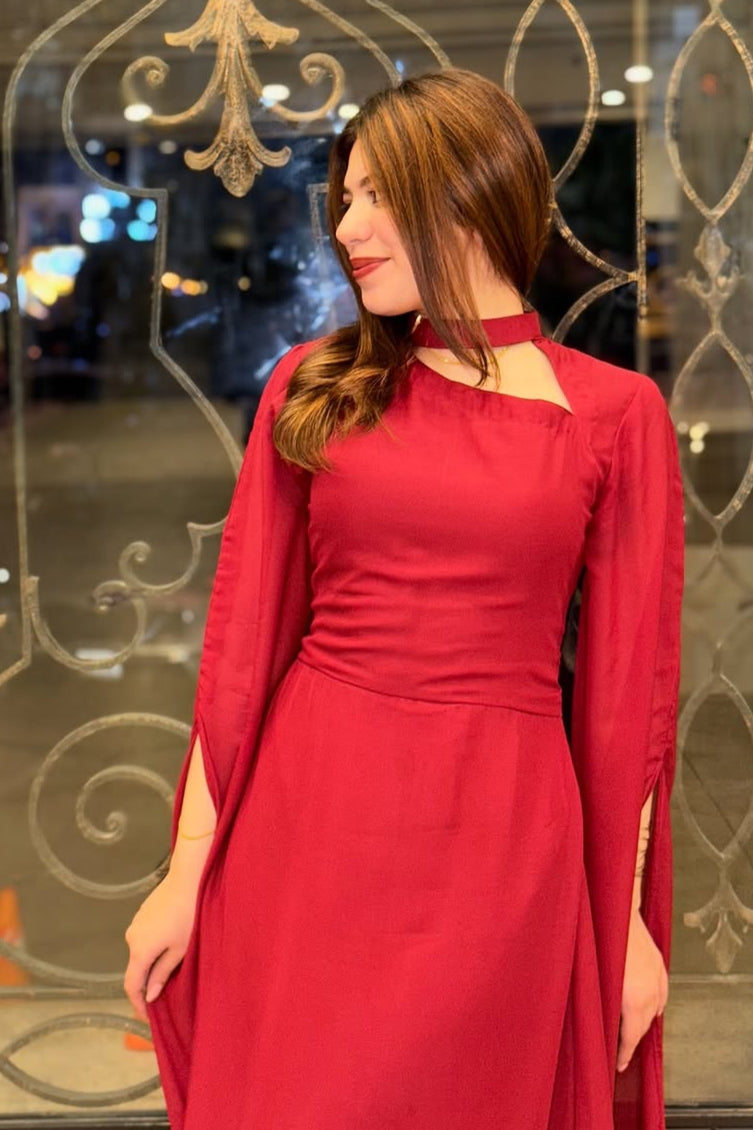 Red Chiffon Frock