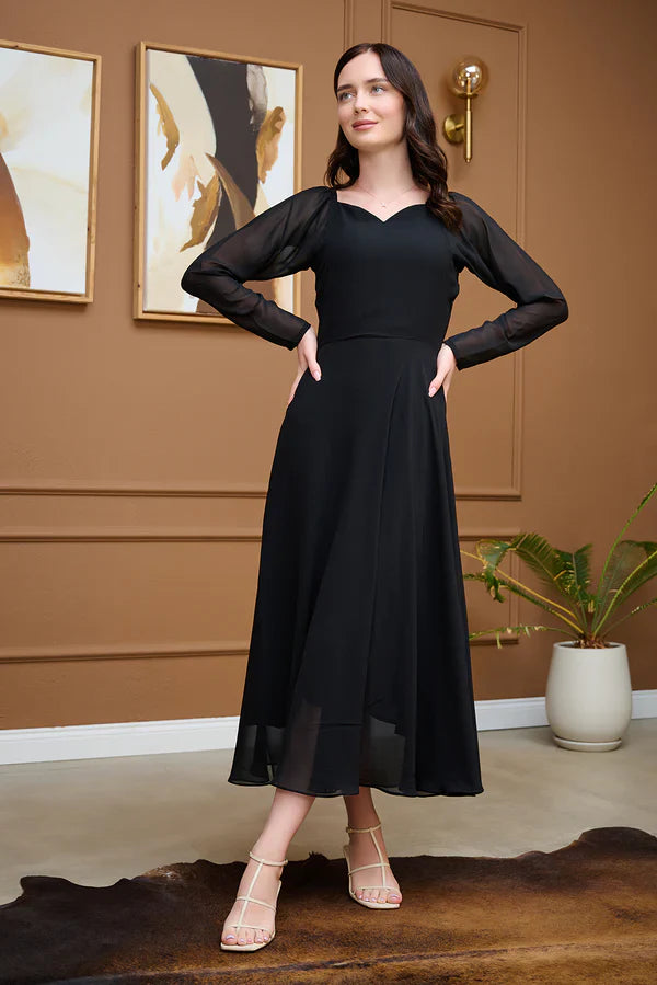 Classic Black Chiffon Dress