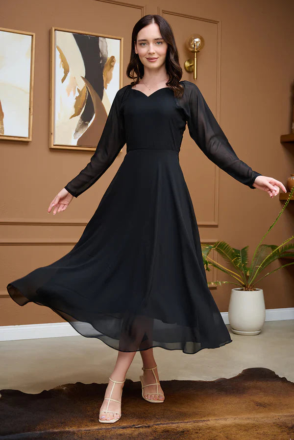 Classic Black Chiffon Dress