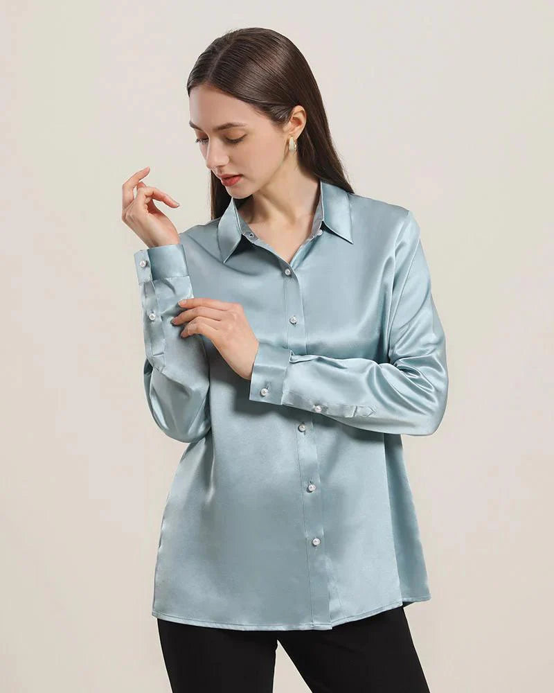 Sky Silk Button Down Shirts
