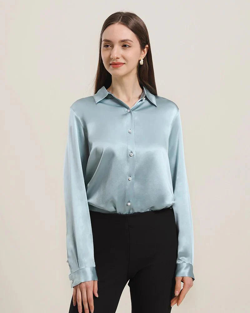 Sky Silk Button Down Shirts